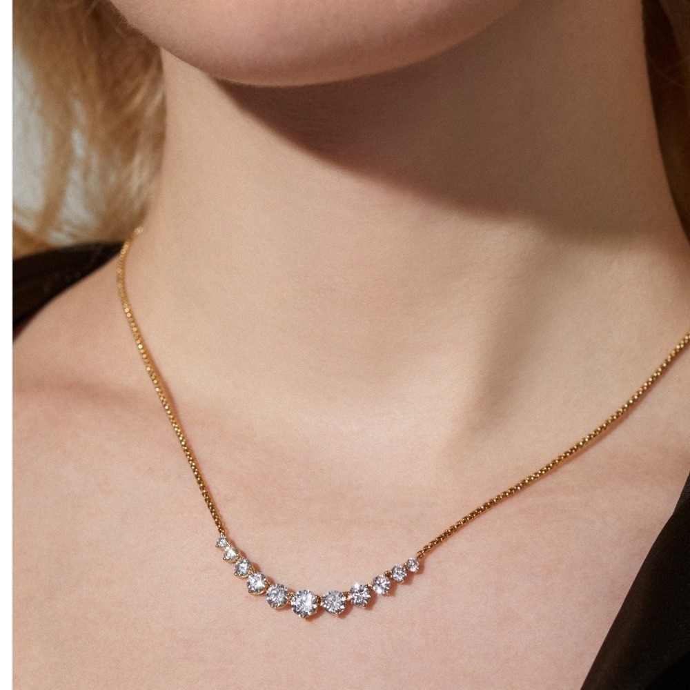 NADRI 14k Gold Plated Diamond Illusion Curve Necklace 15 18 Inch Adjustable NEW